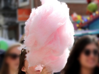 A high tower of pink cotton candy